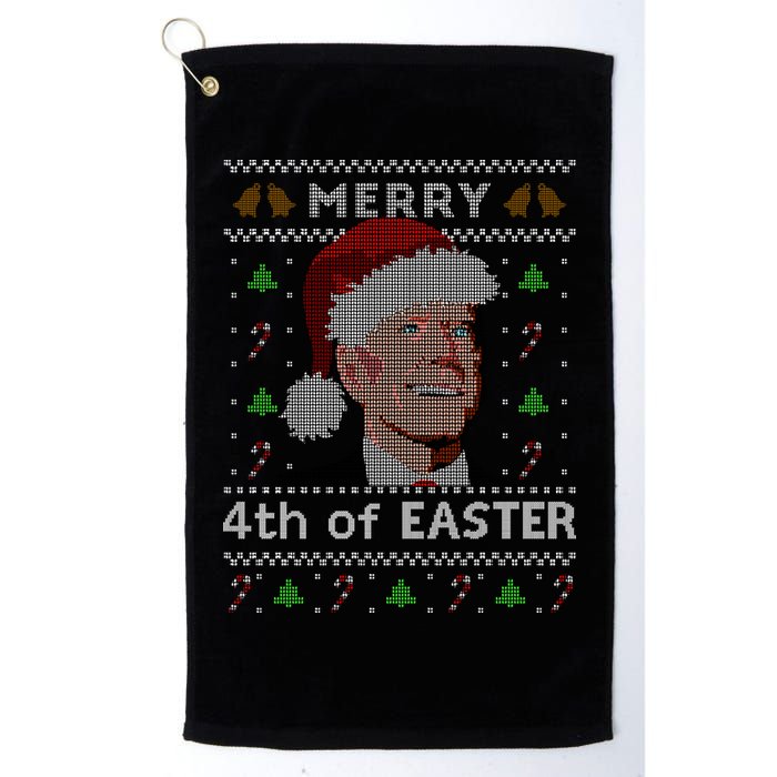 Merry 4th Of Easter Funny Biden Confusion Ugly Christmas Golf Towel