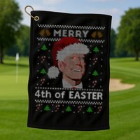 Merry 4th Of Easter Funny Biden Confusion Ugly Christmas Golf Towel