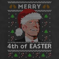 Merry 4th Of Easter Funny Biden Confusion Ugly Christmas Golf Towel