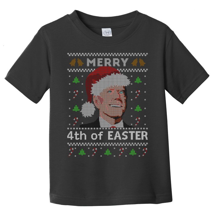Merry 4th Of Easter Funny Biden Confusion Ugly Christmas Toddler T-Shirt