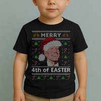 Merry 4th Of Easter Funny Biden Confusion Ugly Christmas Toddler T-Shirt