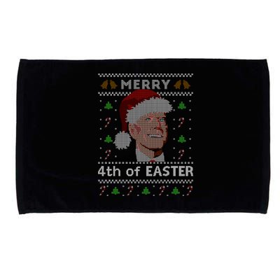 Merry 4th Of Easter Funny Biden Confusion Ugly Christmas Microfiber Hand Towel