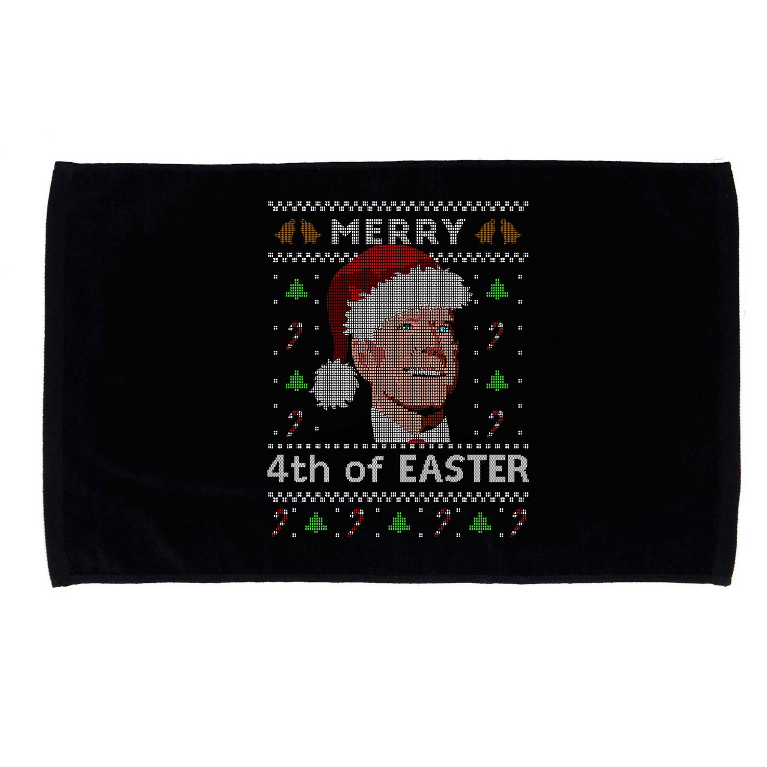 Merry 4th Of Easter Funny Biden Confusion Ugly Christmas Microfiber Hand Towel