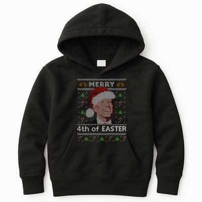 Merry 4th Of Easter Funny Biden Confusion Ugly Christmas Kids Hoodie