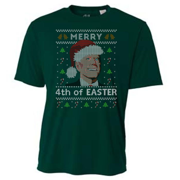 Merry 4th Of Easter Funny Biden Confusion Ugly Christmas Cooling Performance Crew T-Shirt