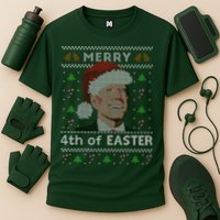 Merry 4th Of Easter Funny Biden Confusion Ugly Christmas Cooling Performance Crew T-Shirt
