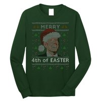 Merry 4th Of Easter Funny Biden Confusion Ugly Christmas Long Sleeve Shirt