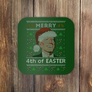 Merry 4th Of Easter Funny Biden Confusion Ugly Christmas Coaster