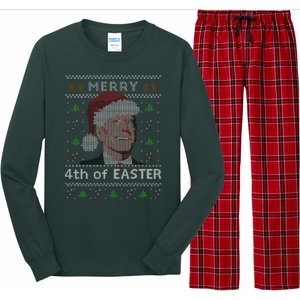 Merry 4th Of Easter Funny Biden Confusion Ugly Christmas Long Sleeve Pajama Set