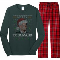 Merry 4th Of Easter Funny Biden Confusion Ugly Christmas Long Sleeve Pajama Set