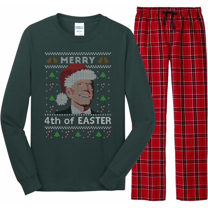 Merry 4th Of Easter Funny Biden Confusion Ugly Christmas Long Sleeve Pajama Set