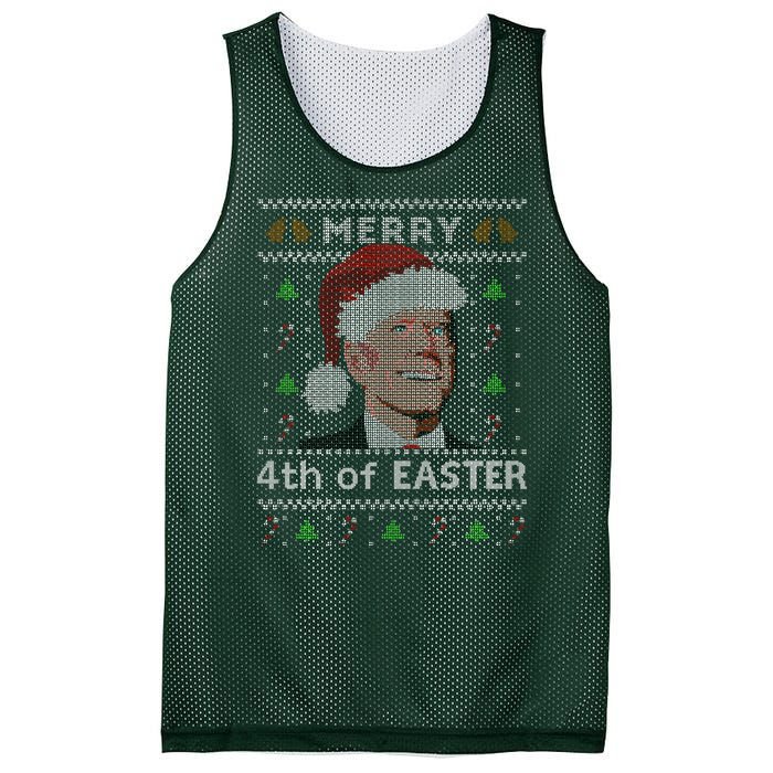 Merry 4th Of Easter Funny Biden Confusion Ugly Christmas Mesh Reversible Basketball Jersey Tank