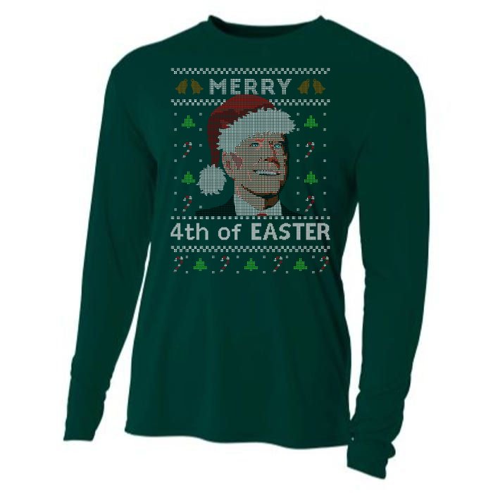 Merry 4th Of Easter Funny Biden Confusion Ugly Christmas Cooling Performance Long Sleeve Crew