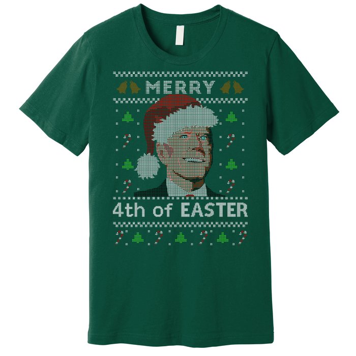 Merry 4th Of Easter Funny Biden Confusion Ugly Christmas Premium T-Shirt