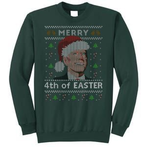 Merry 4th Of Easter Funny Biden Confusion Ugly Christmas Tall Sweatshirt