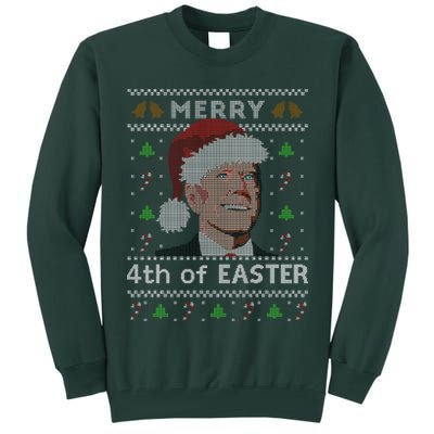 Merry 4th Of Easter Funny Biden Confusion Ugly Christmas Tall Sweatshirt