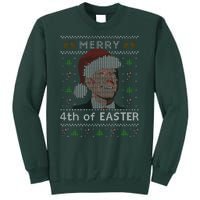 Merry 4th Of Easter Funny Biden Confusion Ugly Christmas Tall Sweatshirt