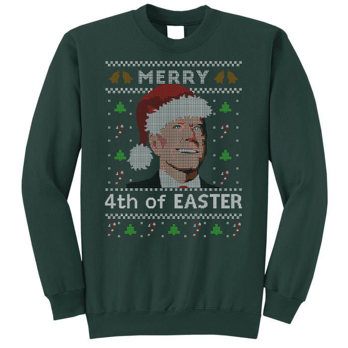 Merry 4th Of Easter Funny Biden Confusion Ugly Christmas Tall Sweatshirt