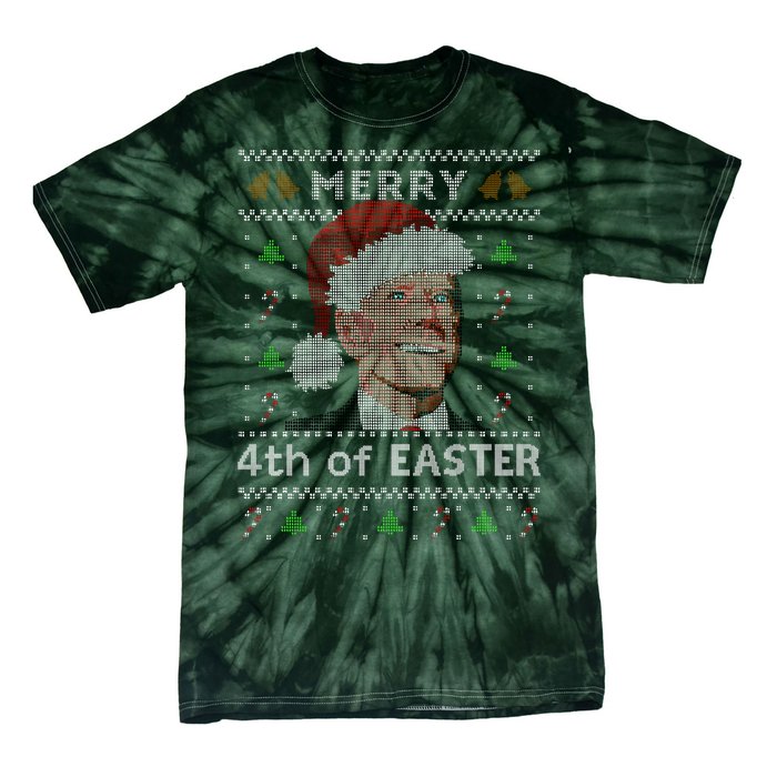 Merry 4th Of Easter Funny Biden Confusion Ugly Christmas Tie-Dye T-Shirt