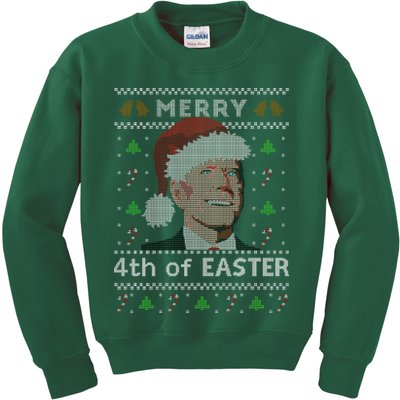 Merry 4th Of Easter Funny Biden Confusion Ugly Christmas Kids Sweatshirt
