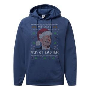 Merry 4th Of Easter Funny Biden Confusion Ugly Christmas Performance Fleece Hoodie