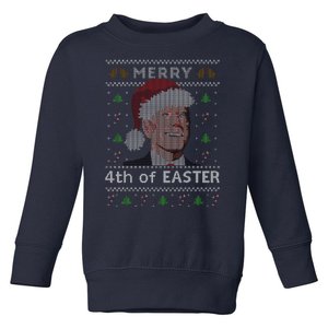 Merry 4th Of Easter Funny Biden Confusion Ugly Christmas Toddler Sweatshirt