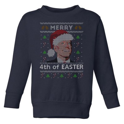 Merry 4th Of Easter Funny Biden Confusion Ugly Christmas Toddler Sweatshirt