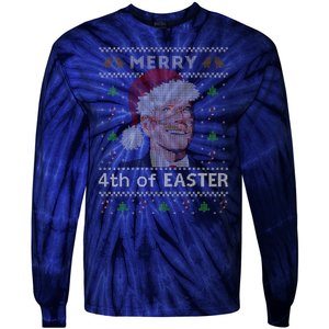 Merry 4th Of Easter Funny Biden Confusion Ugly Christmas Tie-Dye Long Sleeve Shirt