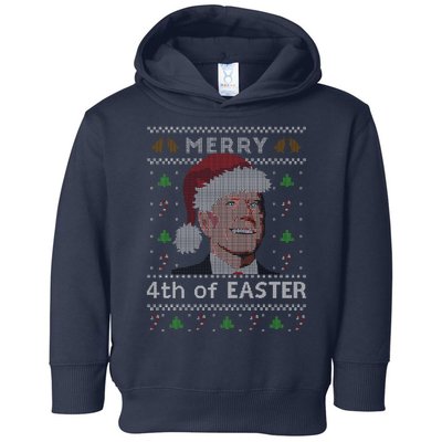 Merry 4th Of Easter Funny Biden Confusion Ugly Christmas Toddler Hoodie