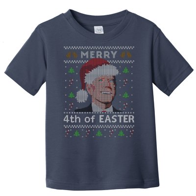 Merry 4th Of Easter Funny Biden Confusion Ugly Christmas Toddler T-Shirt