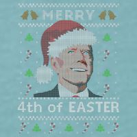 Merry 4th Of Easter Funny Biden Confusion Ugly Christmas Sueded Cloud Jersey T-Shirt