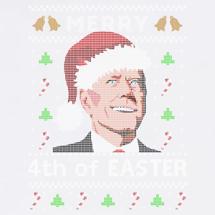Merry 4th Of Easter Funny Biden Confusion Ugly Christmas Garment-Dyed Sweatshirt