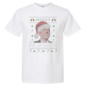 Merry 4th Of Easter Funny Biden Confusion Ugly Christmas Garment-Dyed Heavyweight T-Shirt