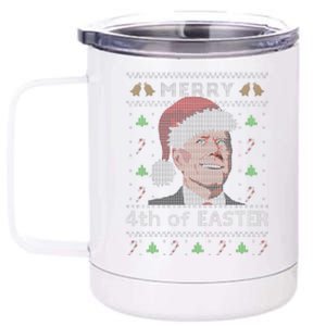 Merry 4th Of Easter Funny Biden Confusion Ugly Christmas 12 oz Stainless Steel Tumbler Cup