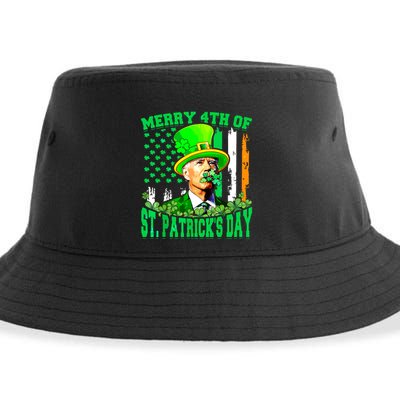 Merry 4th Of St Patricks Day Joe Biden Funny Sustainable Bucket Hat