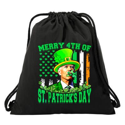 Merry 4th Of St Patricks Day Joe Biden Funny Drawstring Bag