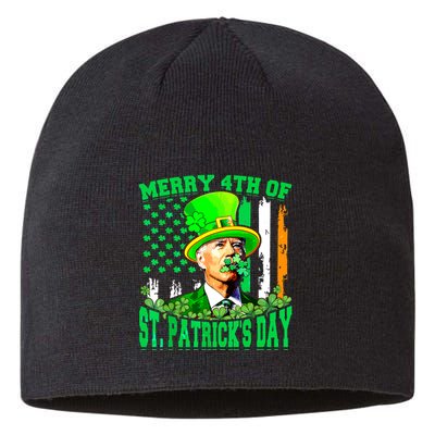 Merry 4th Of St Patricks Day Joe Biden Funny Sustainable Beanie