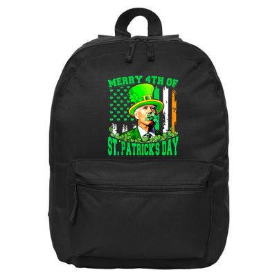 Merry 4th Of St Patricks Day Joe Biden Funny 16 in Basic Backpack