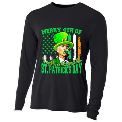 Merry 4th Of St Patricks Day Joe Biden Funny Cooling Performance Long Sleeve Crew