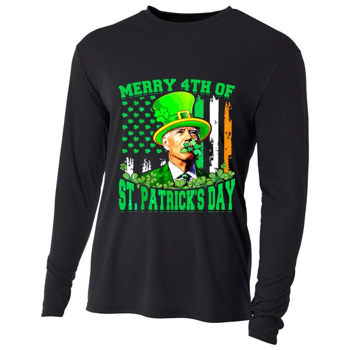 Merry 4th Of St Patricks Day Joe Biden Funny Cooling Performance Long Sleeve Crew