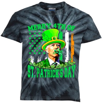 Merry 4th Of St Patricks Day Joe Biden Funny Kids Tie-Dye T-Shirt