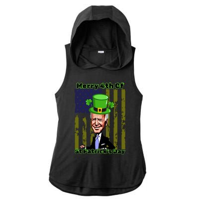 Merry 4th Of St Patricks Day Joe Biden Leprechaun Hat Ladies PosiCharge Tri-Blend Wicking Draft Hoodie Tank