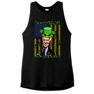 Merry 4th Of St Patricks Day Joe Biden Leprechaun Hat Ladies PosiCharge Tri-Blend Wicking Tank