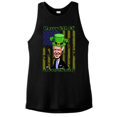 Merry 4th Of St Patricks Day Joe Biden Leprechaun Hat Ladies PosiCharge Tri-Blend Wicking Tank