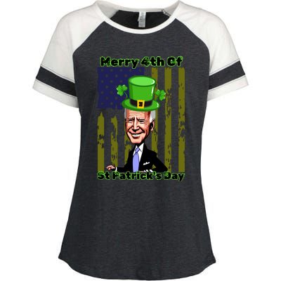 Merry 4th Of St Patricks Day Joe Biden Leprechaun Hat Enza Ladies Jersey Colorblock Tee