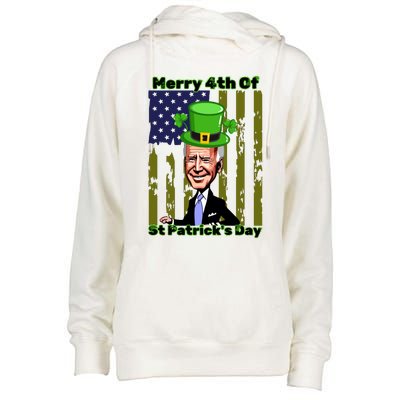 Merry 4th Of St Patricks Day Joe Biden Leprechaun Hat Womens Funnel Neck Pullover Hood