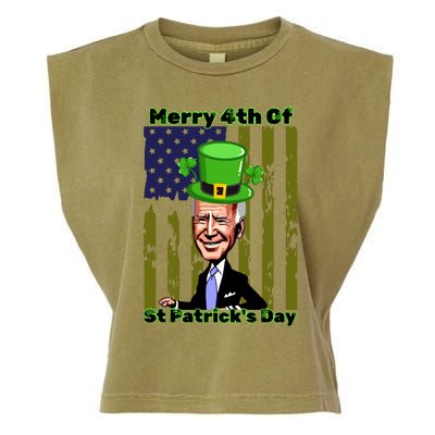 Merry 4th Of St Patricks Day Joe Biden Leprechaun Hat Garment-Dyed Women's Muscle Tee