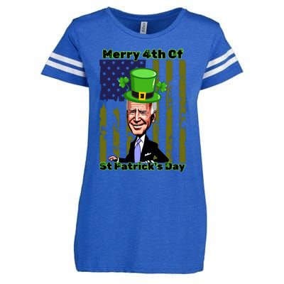 Merry 4th Of St Patricks Day Joe Biden Leprechaun Hat Enza Ladies Jersey Football T-Shirt