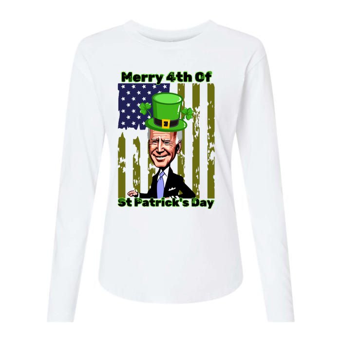 Merry 4th Of St Patricks Day Joe Biden Leprechaun Hat Womens Cotton Relaxed Long Sleeve T-Shirt