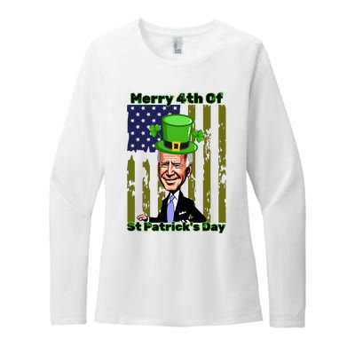 Merry 4th Of St Patricks Day Joe Biden Leprechaun Hat Womens CVC Long Sleeve Shirt